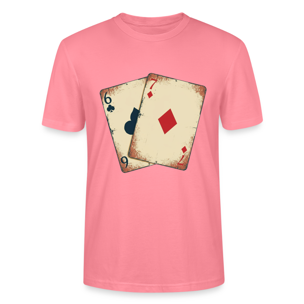 Vintage Poker T-Shirt "Glücksspiel Hand" | Distressed Spielkarten Grunge Look | Casino & Kartenspiel Motiv | Stanley/Stella - Pink 