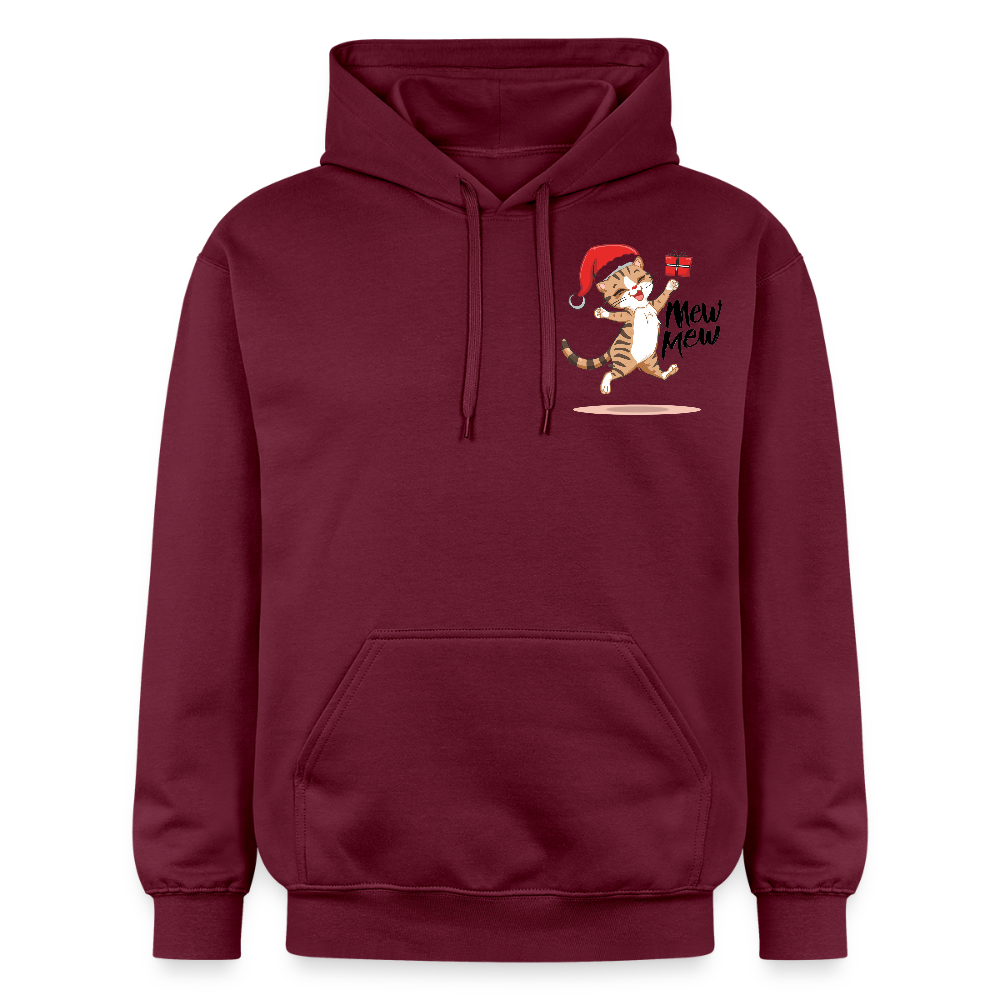 Weihnachtskatzen Hoodie "Mew Mew" | Lustiger Katzen Pullover | Modernes Weihnachtsgeschenk für Katzenfans | Unisex Kapuzenpullover - Maroon