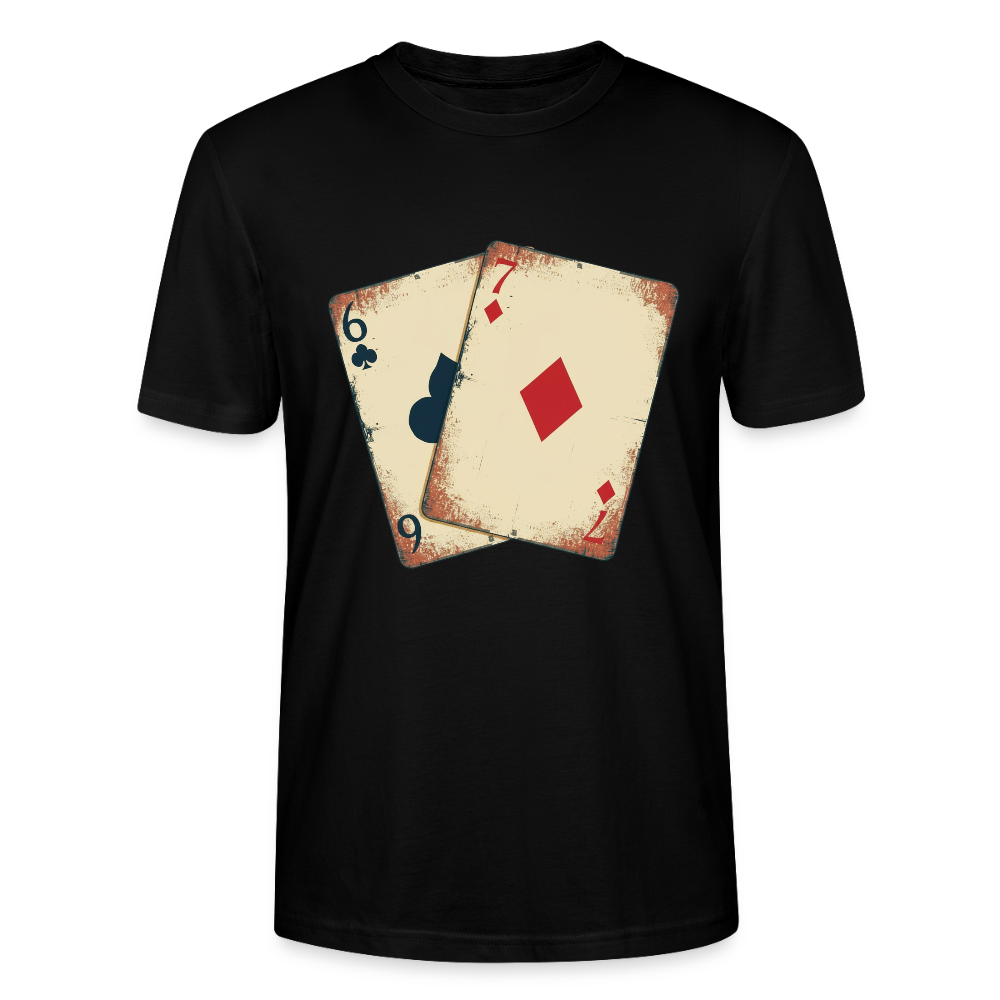 Vintage Poker T-Shirt "Glücksspiel Hand" | Distressed Spielkarten Grunge Look | Casino & Kartenspiel Motiv | Stanley/Stella - Schwarz