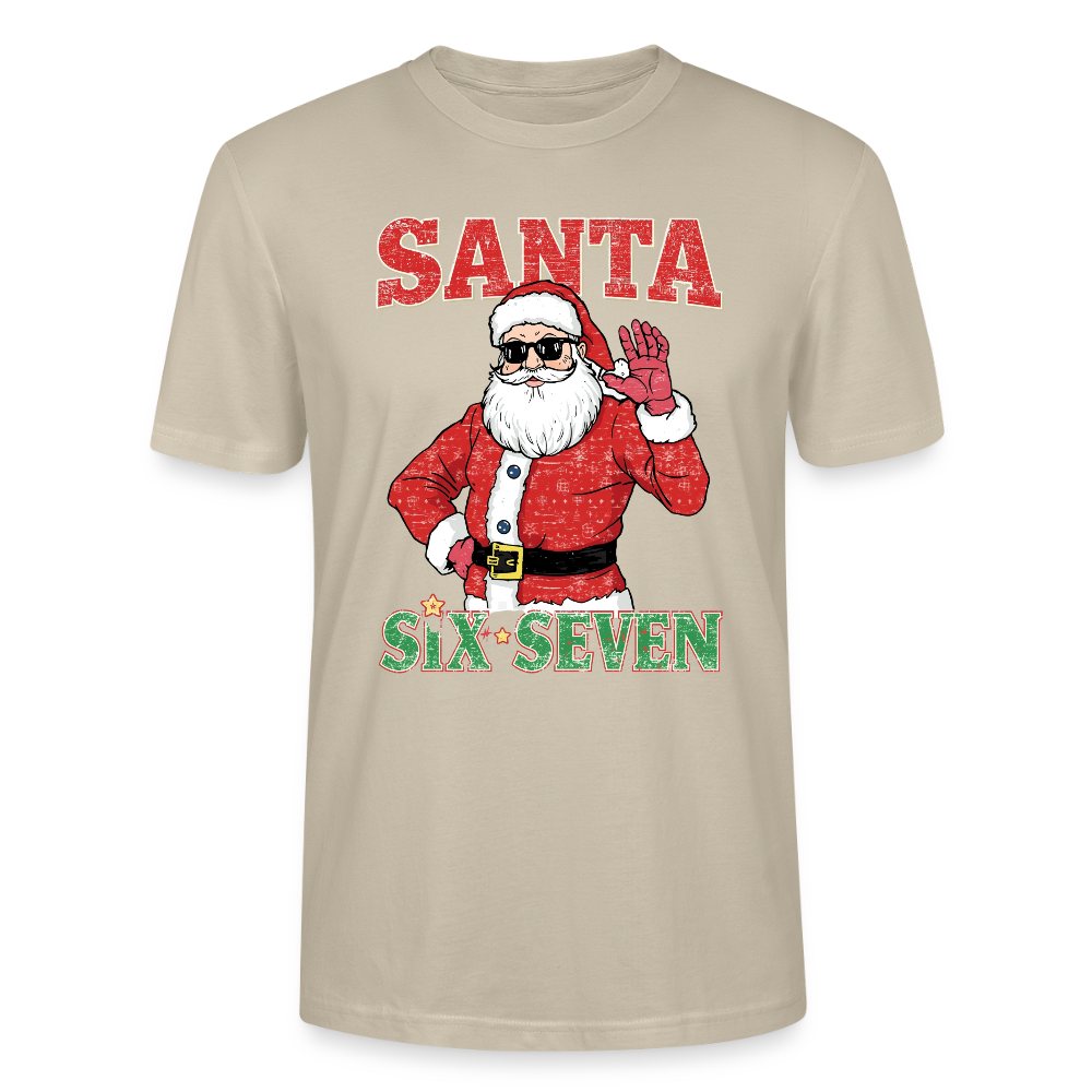 Cool Santa T-Shirt | Six Seven Edition | Lässiger Weihnachtsmann mit Sonnenbrille | Ugly Christmas Party Look | Vintage Distressed | Stanley/Stella - Beige
