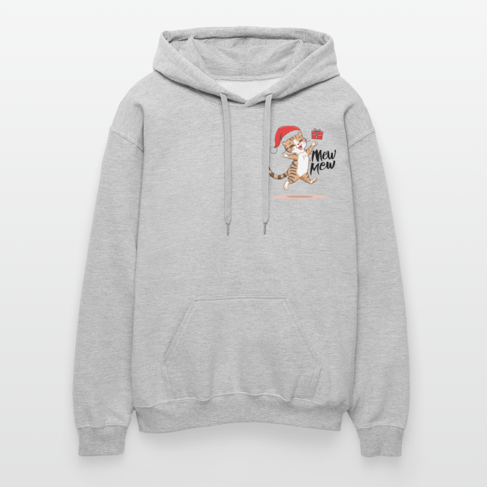 Weihnachtskatzen Hoodie "Mew Mew" | Lustiger Katzen Pullover | Modernes Weihnachtsgeschenk für Katzenfans | Unisex Kapuzenpullover - Hellgrau meliert
