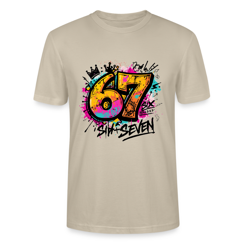 Graffiti T-Shirt 67 | Street Art Design | Bunte Urban Wear | Zahl Sechs Sieben | Hip Hop Style | Stanley/Stella Crafter Unisex - Beige