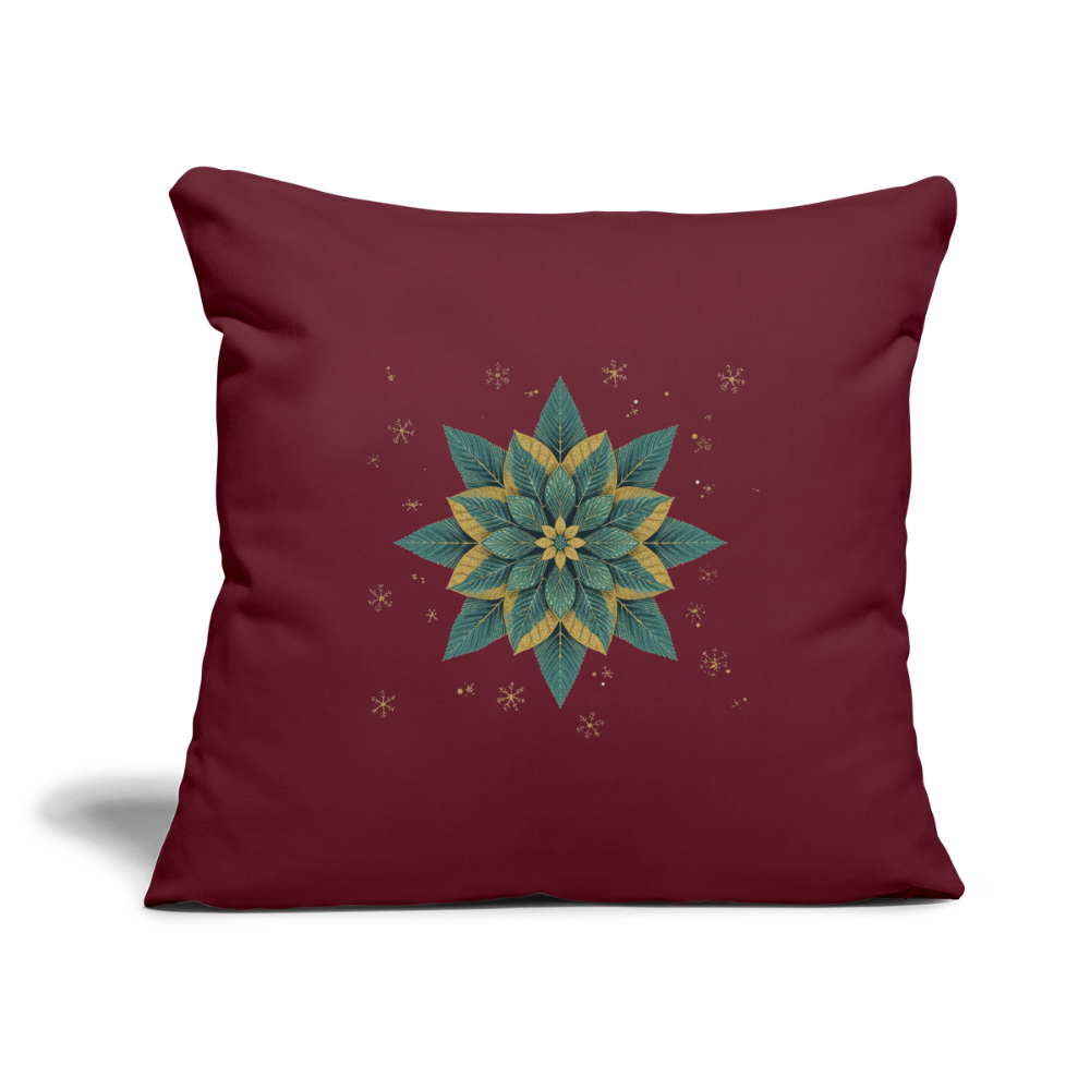 Personalisiertes Weihnachtskissen – Sofakissenbezug 44x44 cm mit festlichem Blumenstern – Holiday Decorations – Geschenkidee – Kissenbezug personalisierbar - Burgunderrot