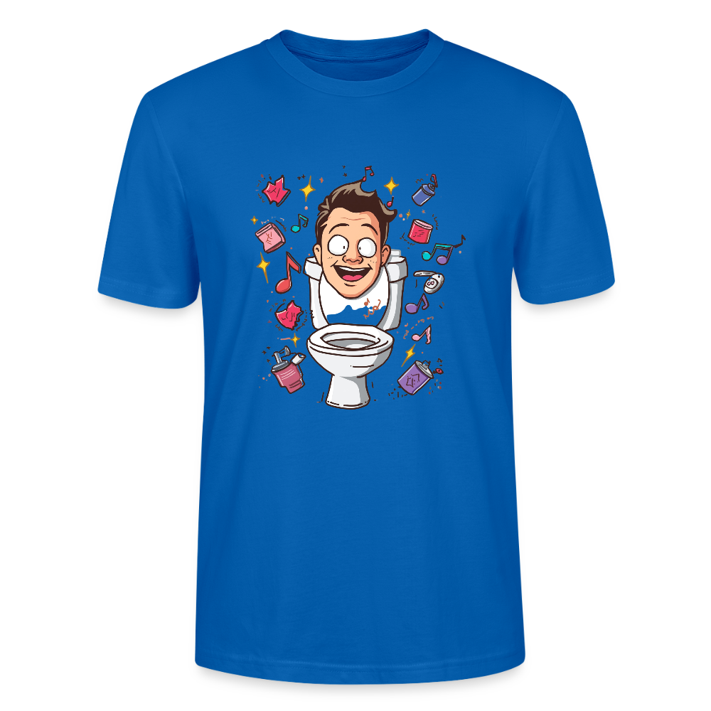 Kult-Cartoon T-Shirt "Toilette Rave" | Verrücktes Party-Design | Lustiges WC-Motiv | Chaos & Musik | Stanley/Stella - Pfauenblau