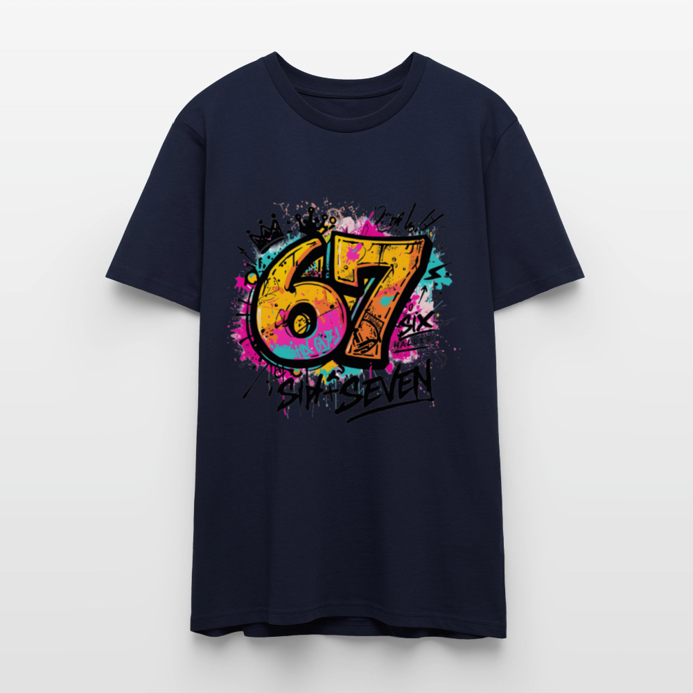 Graffiti T-Shirt 67 | Street Art Design | Bunte Urban Wear | Zahl Sechs Sieben | Hip Hop Style | Stanley/Stella Crafter Unisex - Navy