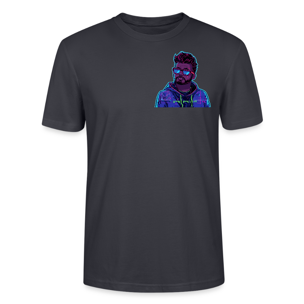 Cyberpunk T-Shirt | Glitch Art Avatar Portrait | Neon Style | Retro-Futurismus | Stanley/Stella Crafter Unisex - Dunkles Graublau