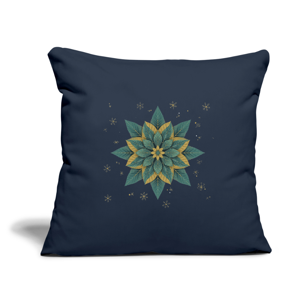 Personalisiertes Weihnachtskissen – Sofakissenbezug 44x44 cm mit festlichem Blumenstern – Holiday Decorations – Geschenkidee – Kissenbezug personalisierbar - Navy