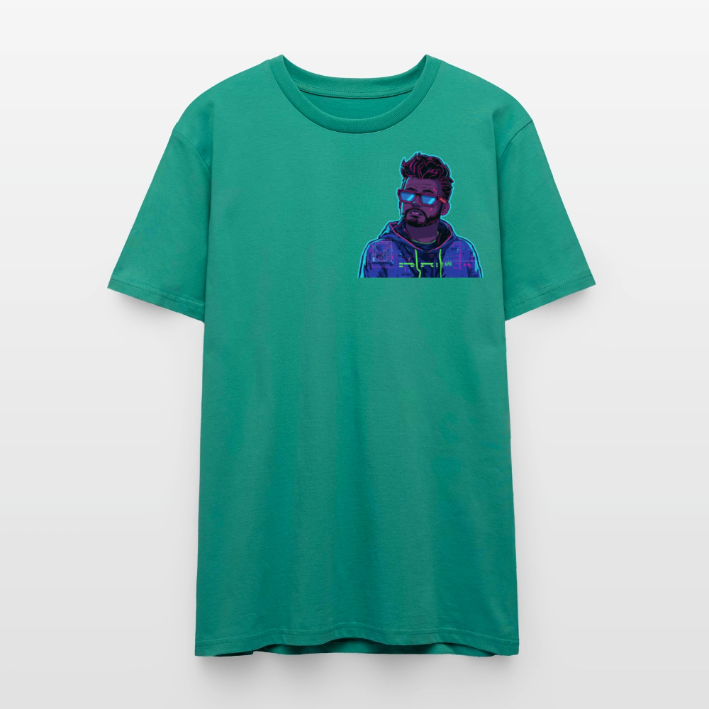 Cyberpunk T-Shirt | Glitch Art Avatar Portrait | Neon Style | Retro-Futurismus | Stanley/Stella Crafter Unisex - Blaugrün