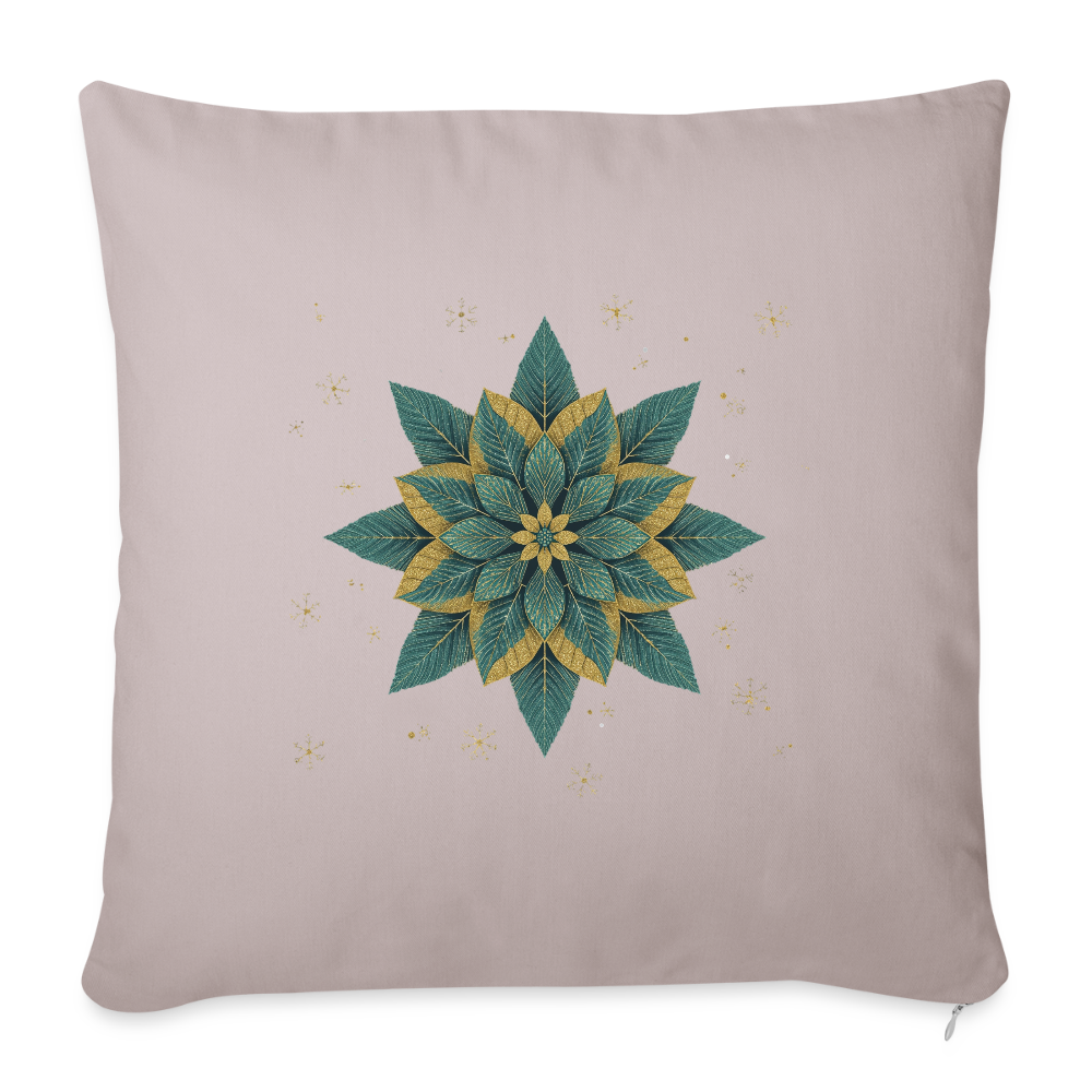 Personalisiertes Weihnachtskissen – Sofakissenbezug 44x44 cm mit festlichem Blumenstern – Holiday Decorations – Geschenkidee – Kissenbezug personalisierbar - helles Taupe