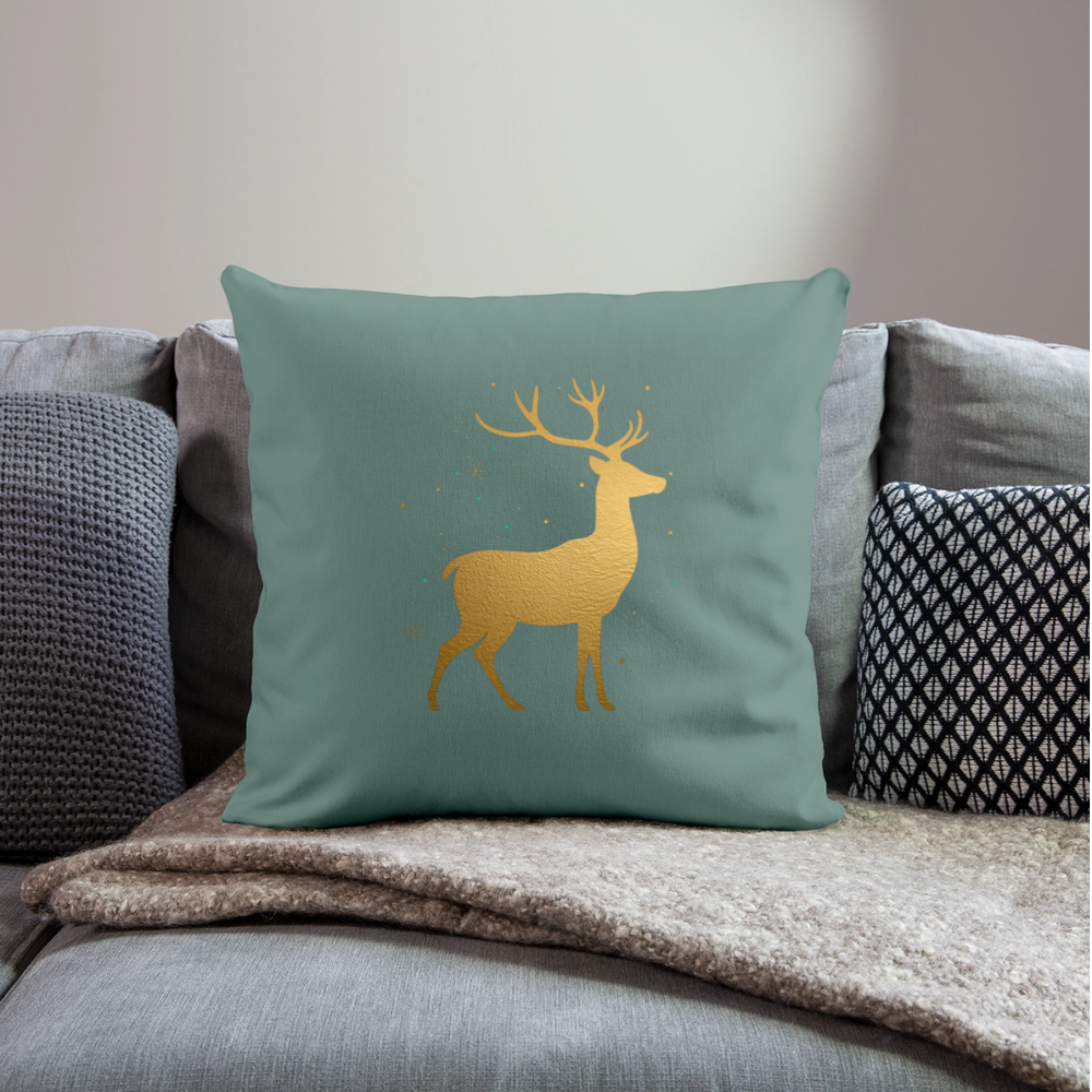 Goldener Hirsch Sofakissenbezug 44×44 cm | Weihnachtsdeko | Personalisierbares Kissen | Holiday Decoration | Geschenkidee - Tanngrün