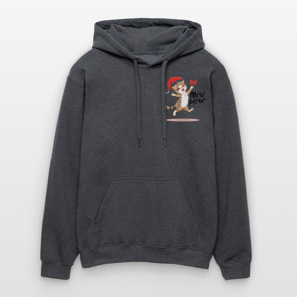 Weihnachtskatzen Hoodie "Mew Mew" | Lustiger Katzen Pullover | Modernes Weihnachtsgeschenk für Katzenfans | Unisex Kapuzenpullover - Dunkelgrau meliert