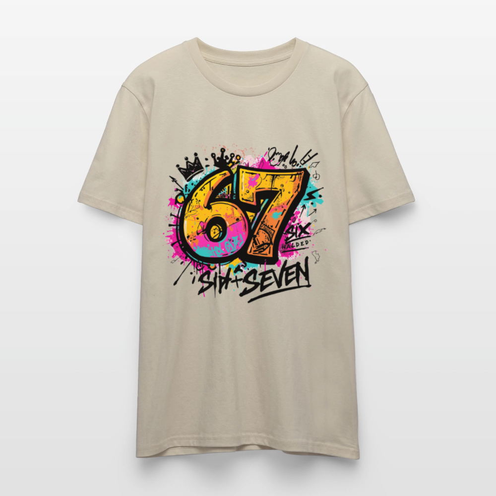 Graffiti T-Shirt 67 | Street Art Design | Bunte Urban Wear | Zahl Sechs Sieben | Hip Hop Style | Stanley/Stella Crafter Unisex - Beige