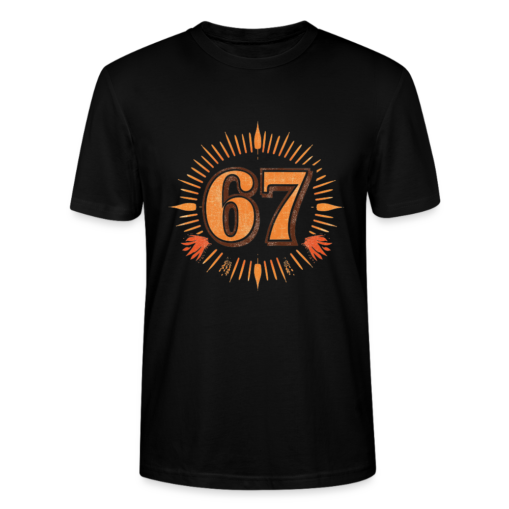 Retro T-Shirt | Zahl 67 Sunburst Design | Vintage Sport Style | College Look | Stanley/Stella Crafter Unisex - Schwarz