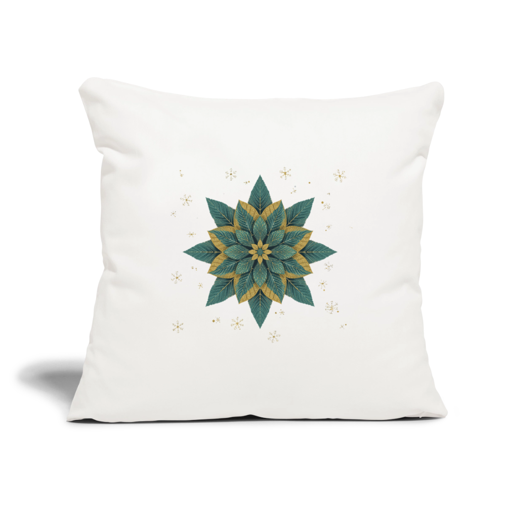 Personalisiertes Weihnachtskissen – Sofakissenbezug 44x44 cm mit festlichem Blumenstern – Holiday Decorations – Geschenkidee – Kissenbezug personalisierbar - Naturweiß 
