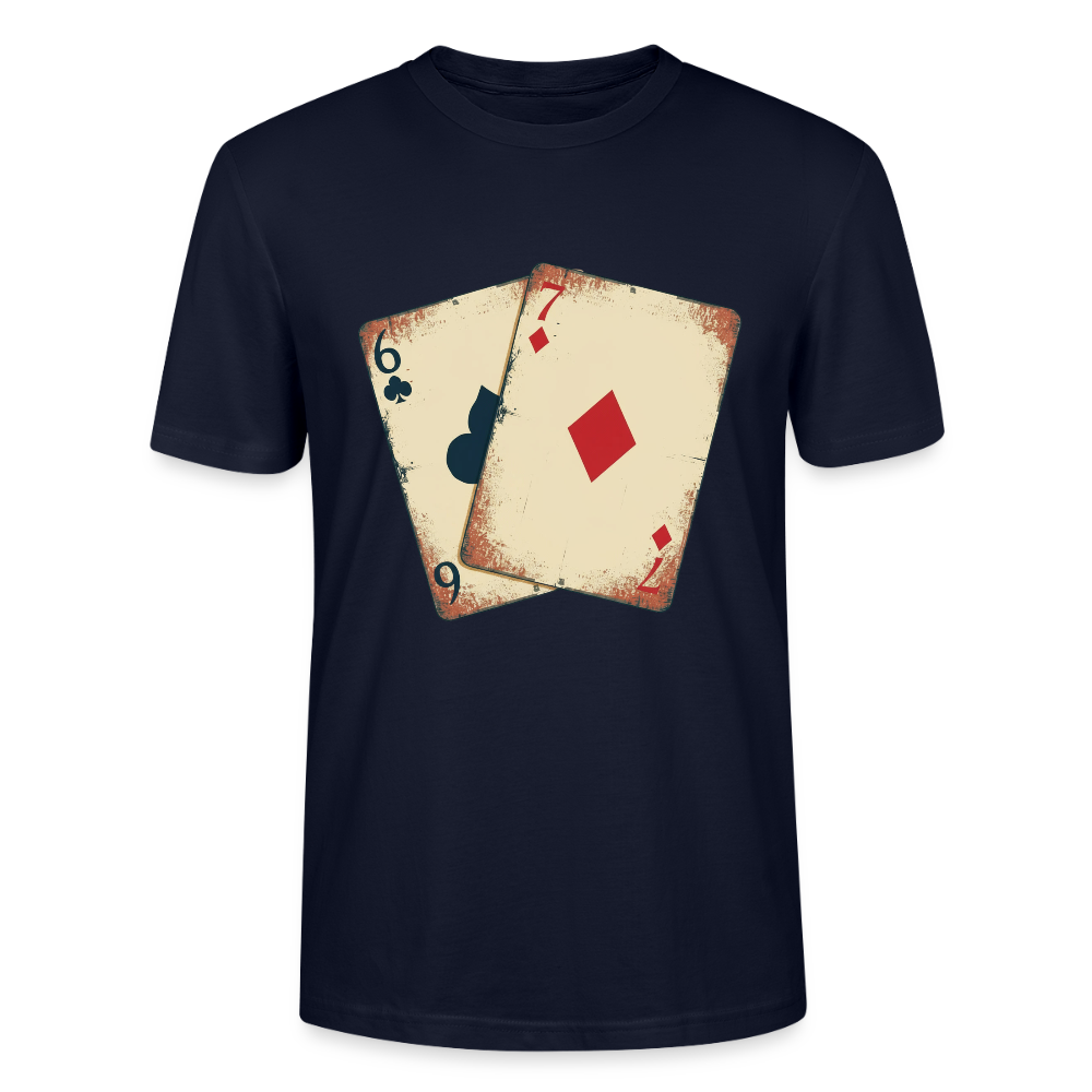 Vintage Poker T-Shirt "Glücksspiel Hand" | Distressed Spielkarten Grunge Look | Casino & Kartenspiel Motiv | Stanley/Stella - Navy