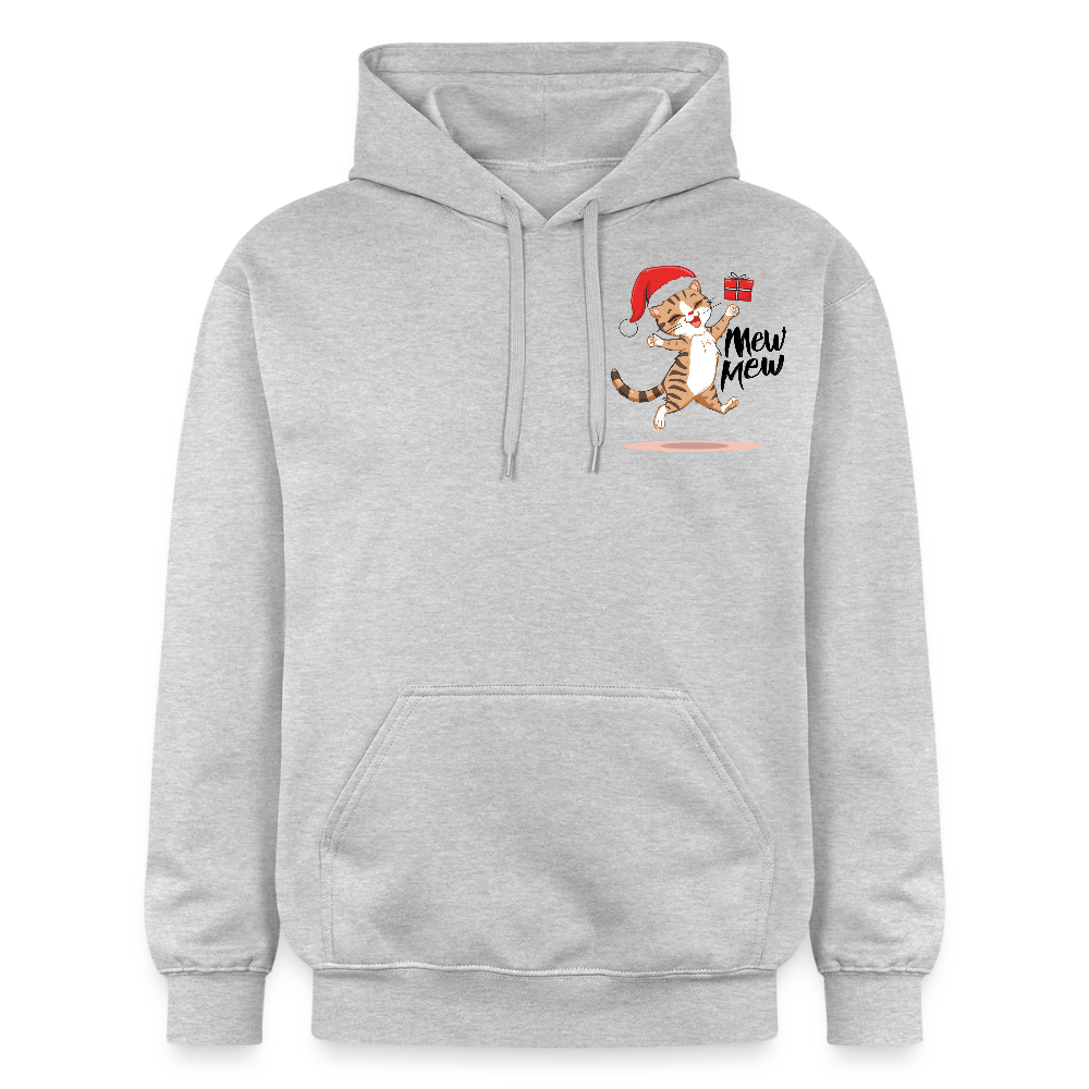 Weihnachtskatzen Hoodie "Mew Mew" | Lustiger Katzen Pullover | Modernes Weihnachtsgeschenk für Katzenfans | Unisex Kapuzenpullover - Hellgrau meliert