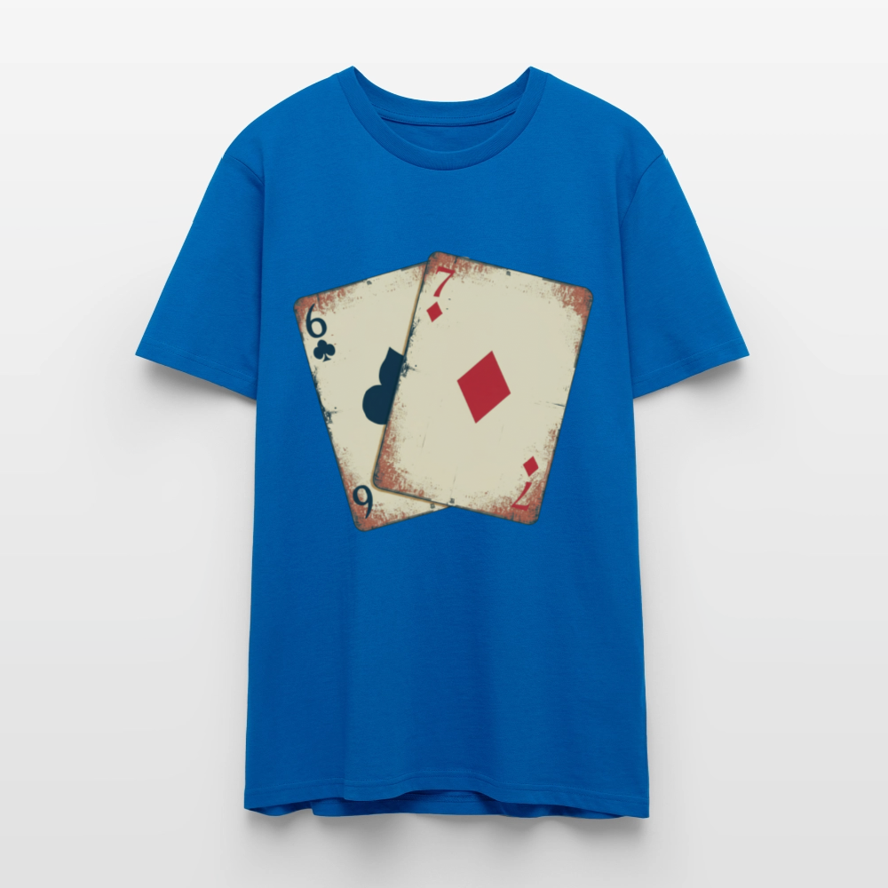 Vintage Poker T-Shirt "Glücksspiel Hand" | Distressed Spielkarten Grunge Look | Casino & Kartenspiel Motiv | Stanley/Stella - Pfauenblau
