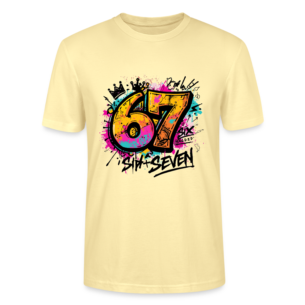 Graffiti T-Shirt 67 | Street Art Design | Bunte Urban Wear | Zahl Sechs Sieben | Hip Hop Style | Stanley/Stella Crafter Unisex - Creme