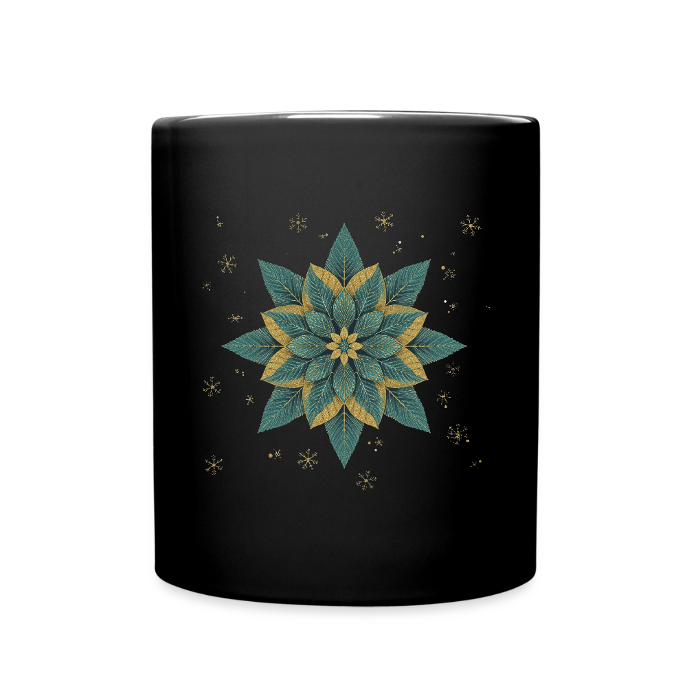 Mandala Tasse – Holiday Dekor | Winterliches Design | Geschenkidee | Personalisierbar | Hochwertige Keramiktasse | Gold & Türkis - Schwarz