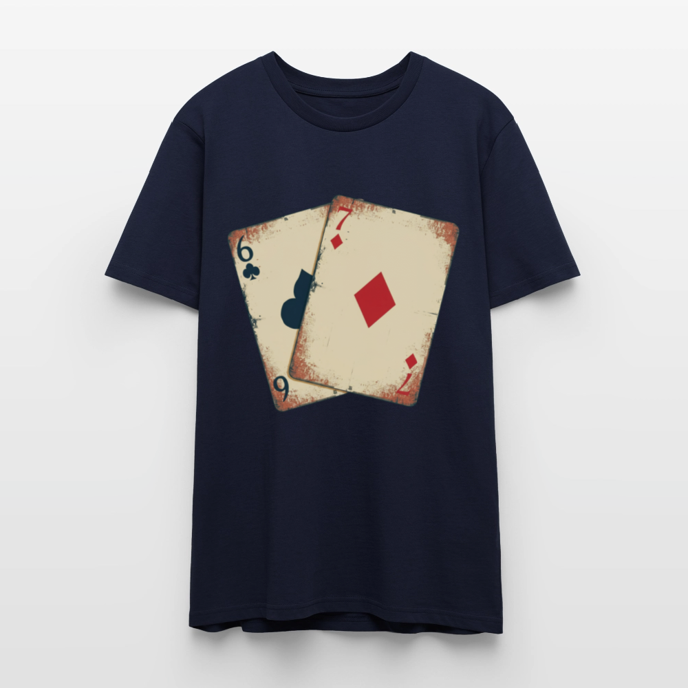 Vintage Poker T-Shirt "Glücksspiel Hand" | Distressed Spielkarten Grunge Look | Casino & Kartenspiel Motiv | Stanley/Stella - Navy