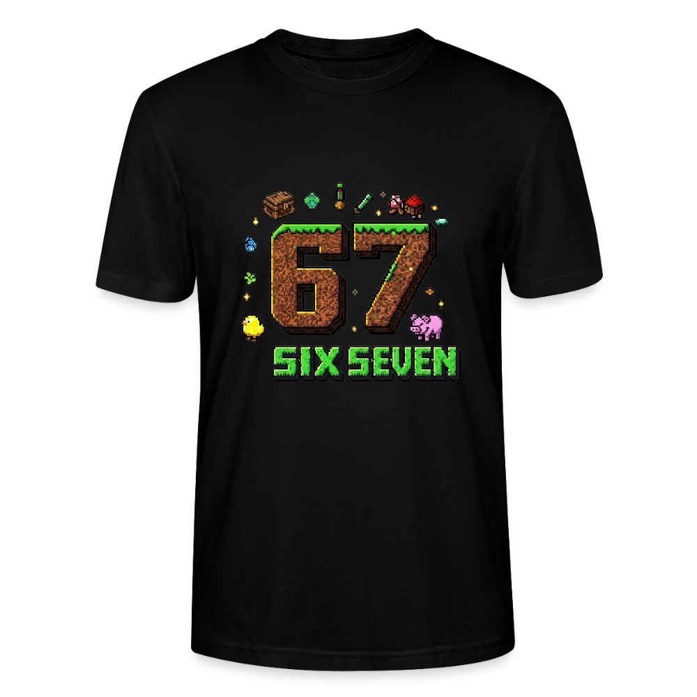 Pixel Style T-Shirt | Pixel Art Zahl 67 | Retro Gaming Look | Blockwelt Design | Stanley/Stella Crafter Unisex - Schwarz