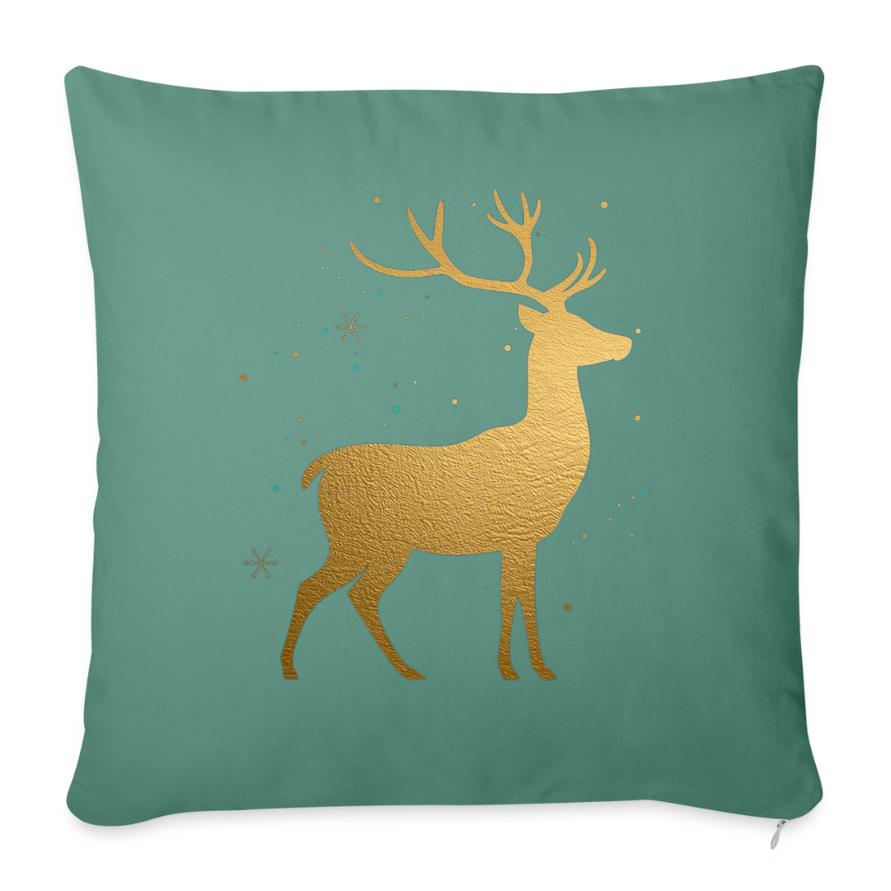Goldener Hirsch Sofakissenbezug 44×44 cm | Weihnachtsdeko | Personalisierbares Kissen | Holiday Decoration | Geschenkidee - Tanngrün
