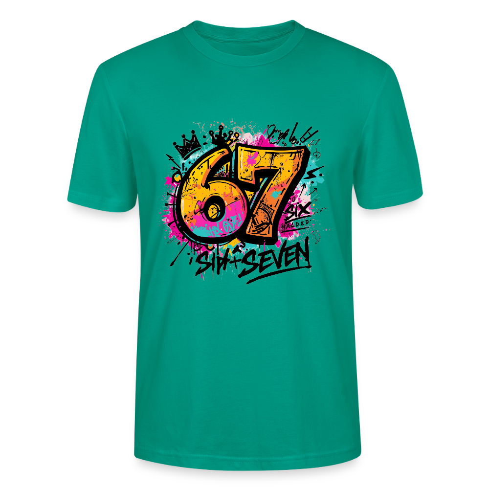 Graffiti T-Shirt 67 | Street Art Design | Bunte Urban Wear | Zahl Sechs Sieben | Hip Hop Style | Stanley/Stella Crafter Unisex - Blaugrün
