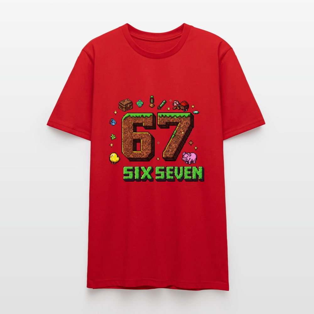 Pixel Style T-Shirt | Pixel Art Zahl 67 | Retro Gaming Look | Blockwelt Design | Stanley/Stella Crafter Unisex - Rot