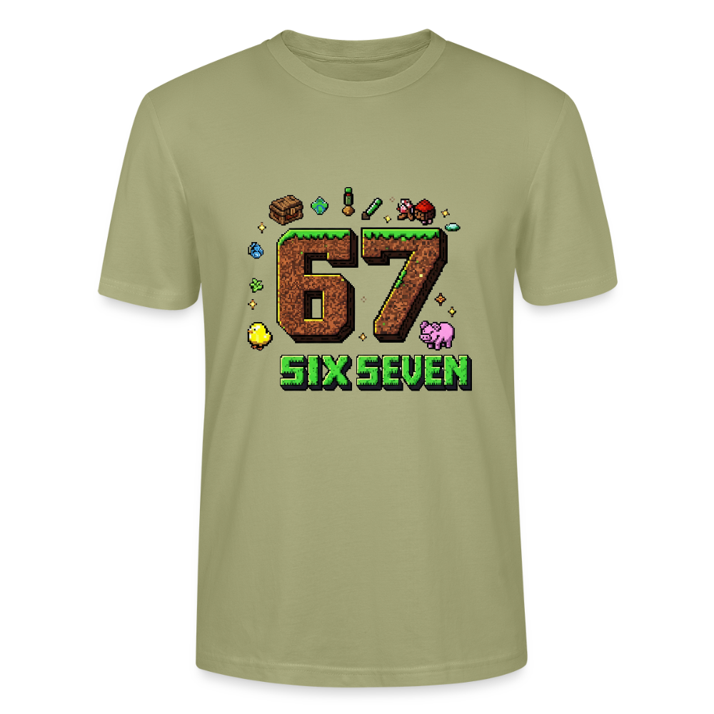 Pixel Style T-Shirt | Pixel Art Zahl 67 | Retro Gaming Look | Blockwelt Design | Stanley/Stella Crafter Unisex - Nebelgrün