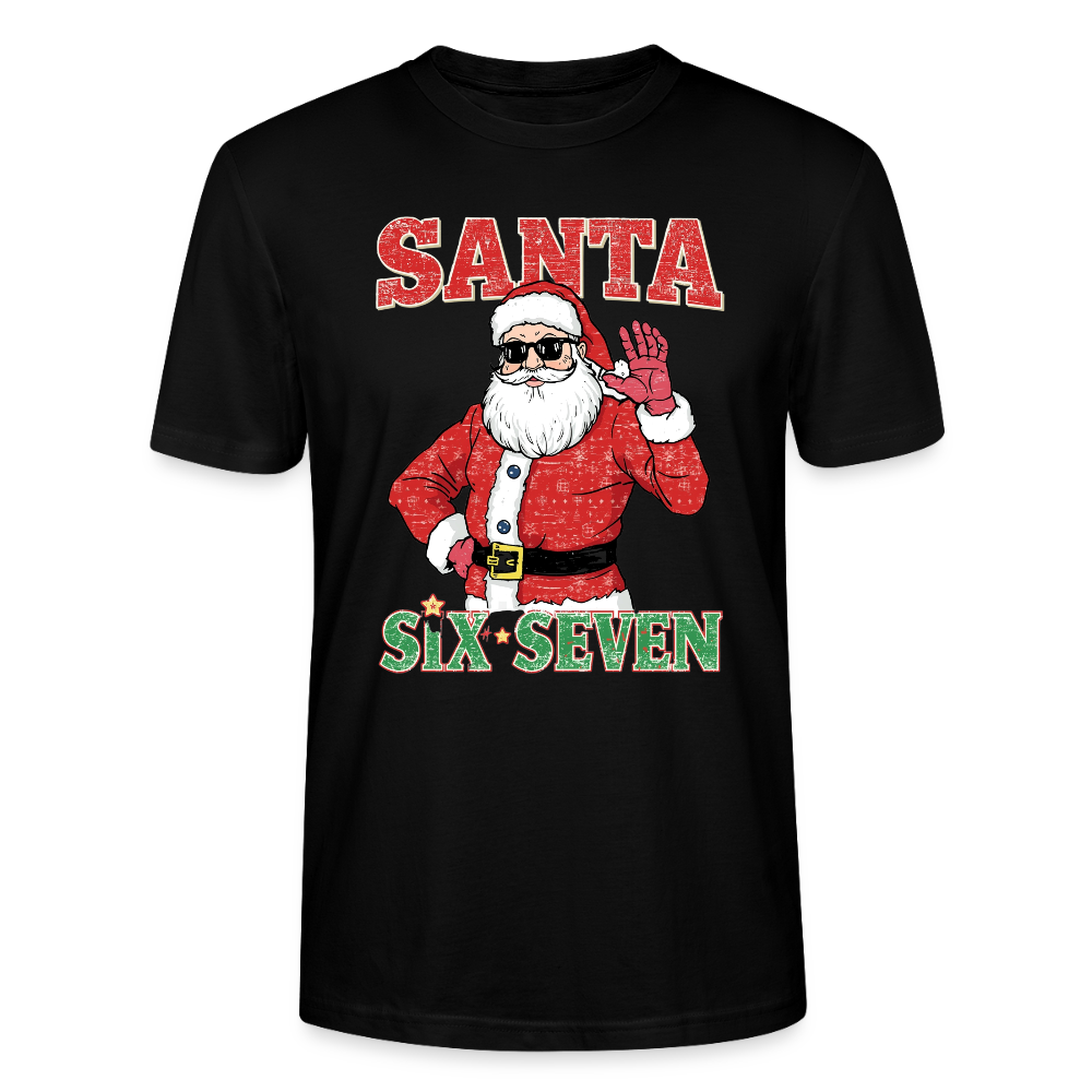 Cool Santa T-Shirt | Six Seven Edition | Lässiger Weihnachtsmann mit Sonnenbrille | Ugly Christmas Party Look | Vintage Distressed | Stanley/Stella - Schwarz