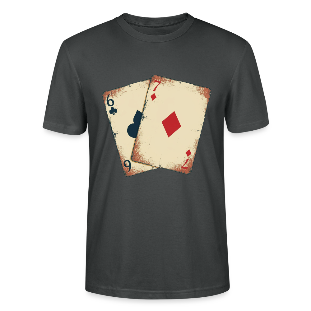 Vintage Poker T-Shirt "Glücksspiel Hand" | Distressed Spielkarten Grunge Look | Casino & Kartenspiel Motiv | Stanley/Stella - Anthrazit