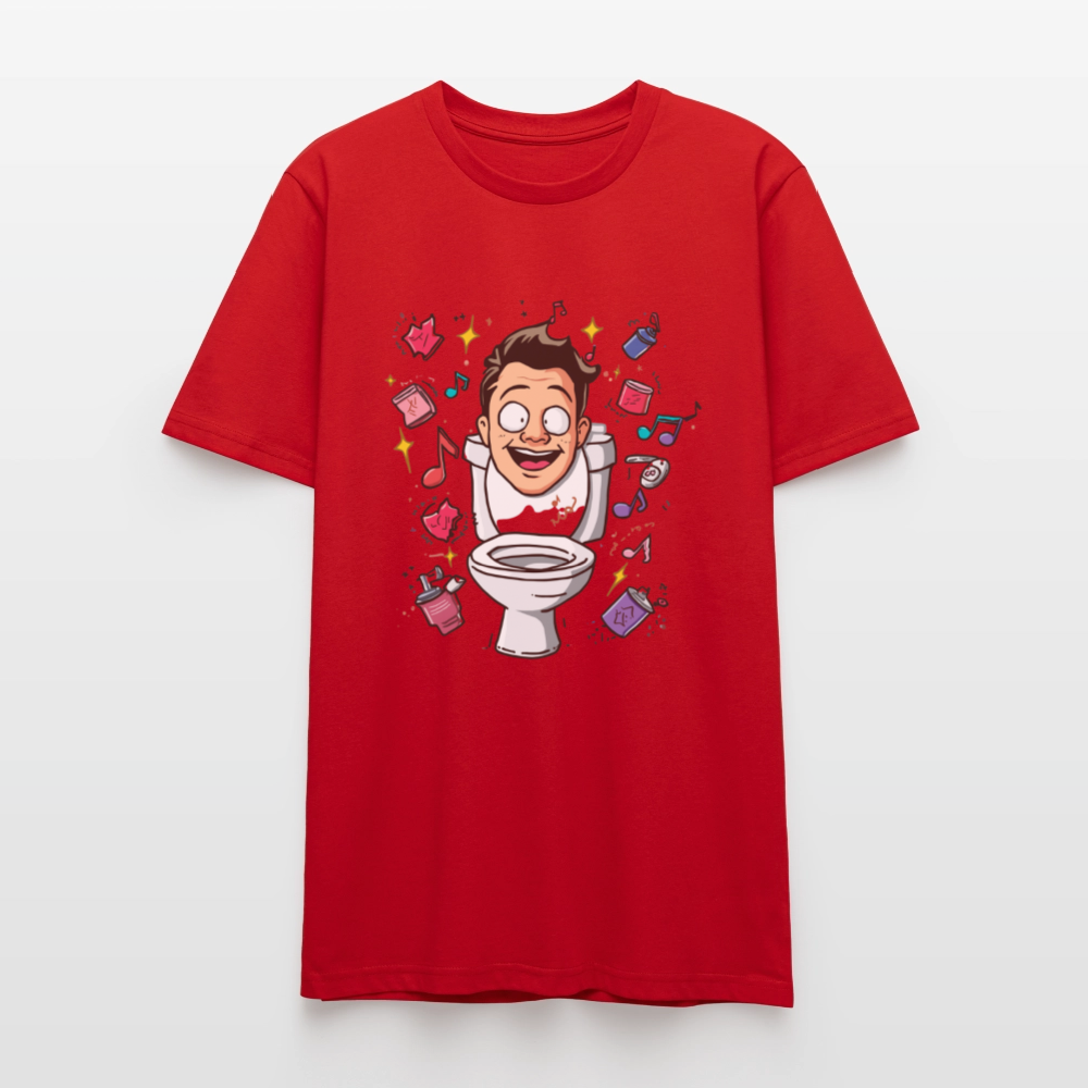 Kult-Cartoon T-Shirt "Toilette Rave" | Verrücktes Party-Design | Lustiges WC-Motiv | Chaos & Musik | Stanley/Stella - Rot