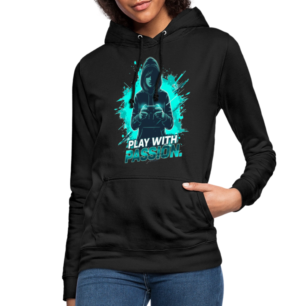 Frauen Gamer Hoodie mit Spruch – Kapuzenpullover für Gaming-Fans - Schwarz