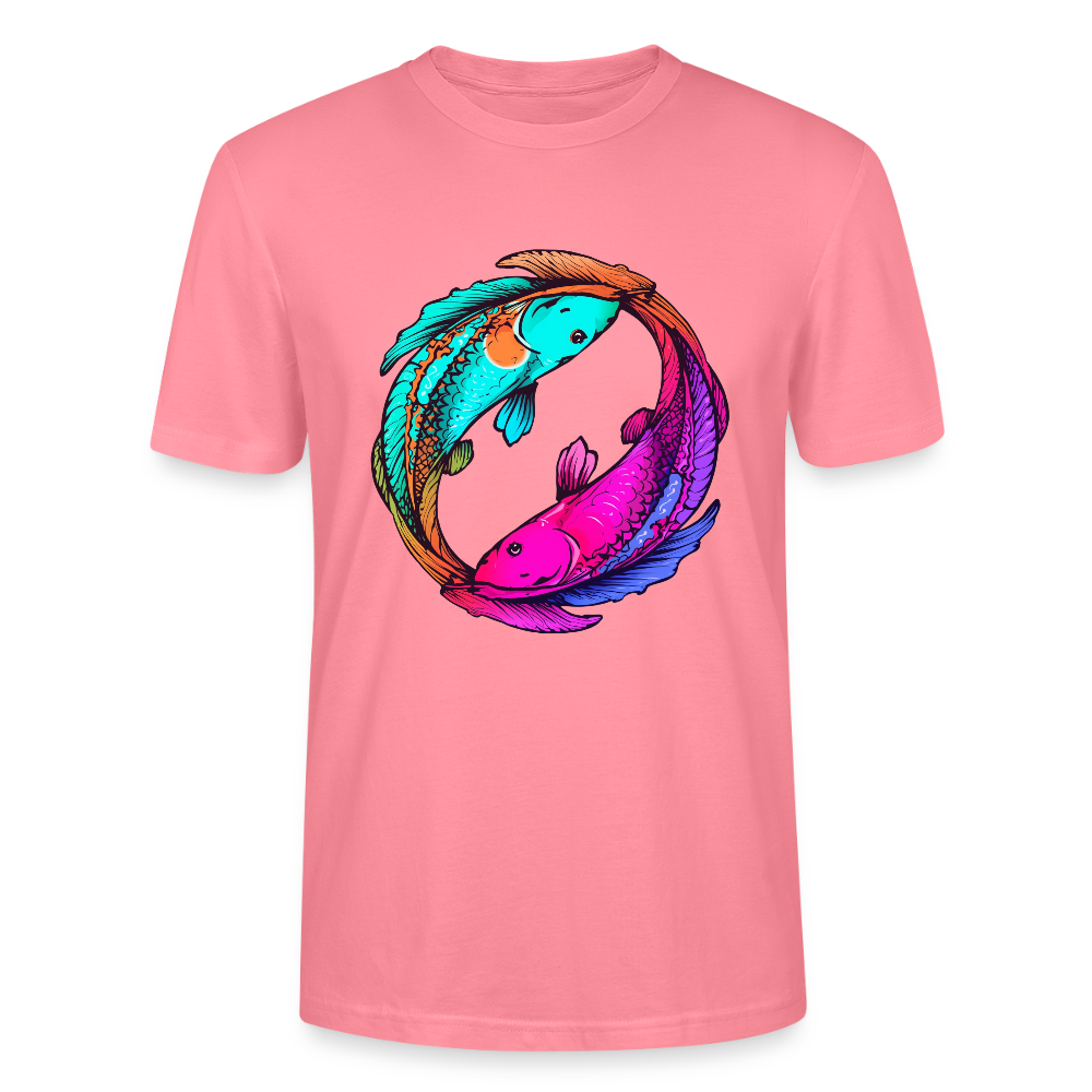 Yin & Yang Koi T-Shirt | Neon Cyberpunk Fisch Design | Japanische Balance & Harmonie | Stanley/Stella Unisex Bio-Baumwolle - Pink 