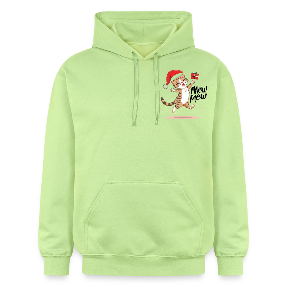 Weihnachtskatzen Hoodie "Mew Mew" | Lustiger Katzen Pullover | Modernes Weihnachtsgeschenk für Katzenfans | Unisex Kapuzenpullover - Pistazie