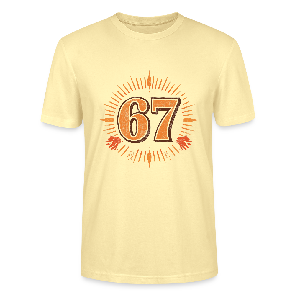 Retro T-Shirt | Zahl 67 Sunburst Design | Vintage Sport Style | College Look | Stanley/Stella Crafter Unisex - Creme
