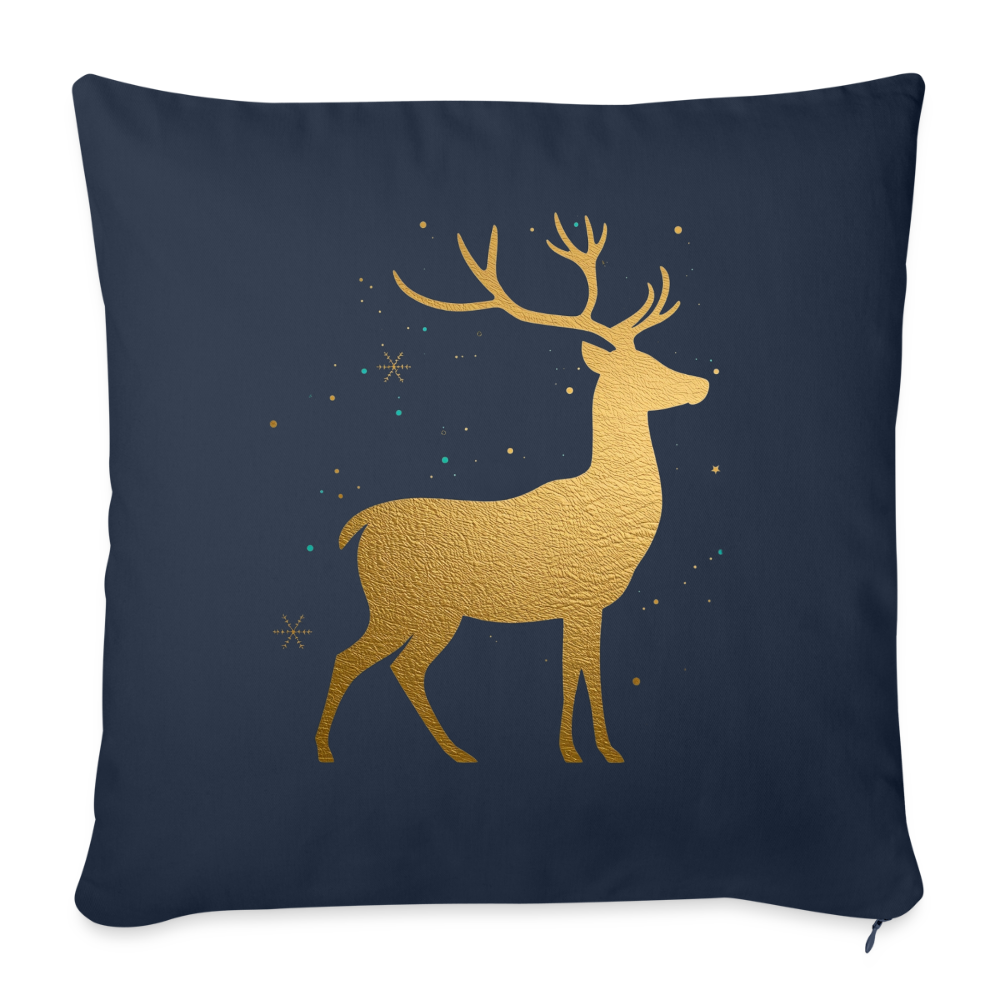 Goldener Hirsch Sofakissenbezug 44×44 cm | Weihnachtsdeko | Personalisierbares Kissen | Holiday Decoration | Geschenkidee - Navy
