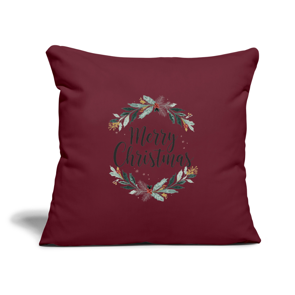 Sofakissenbezug 44x44 cm – Personalisiertes Weihnachtskissen mit „Merry Christmas“-Kranz – Holiday Decorations & Geschenkidee – Kissenbezug für festliche Deko - Burgunderrot