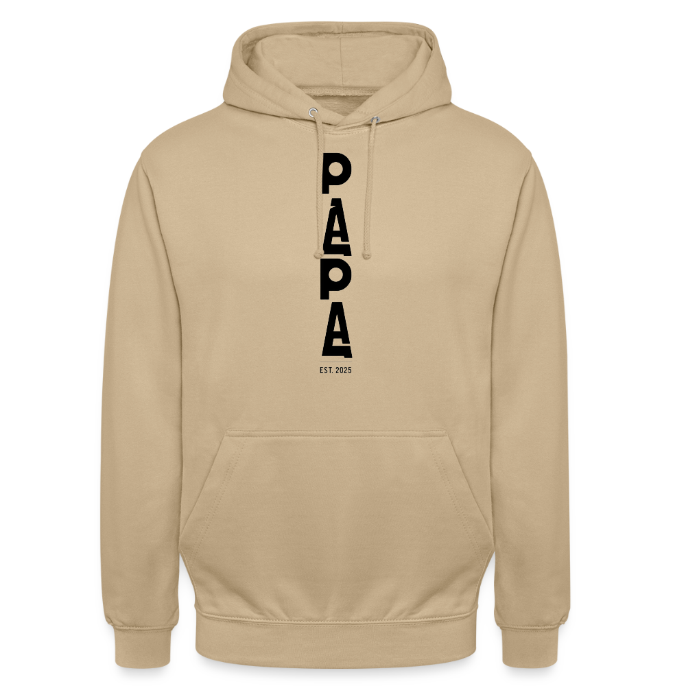 PAPA Est. 2025 Hoodie | Unisex Kapuzenpullover | Geschenk für werdende Väter | Modernes Statement-Design - Beige