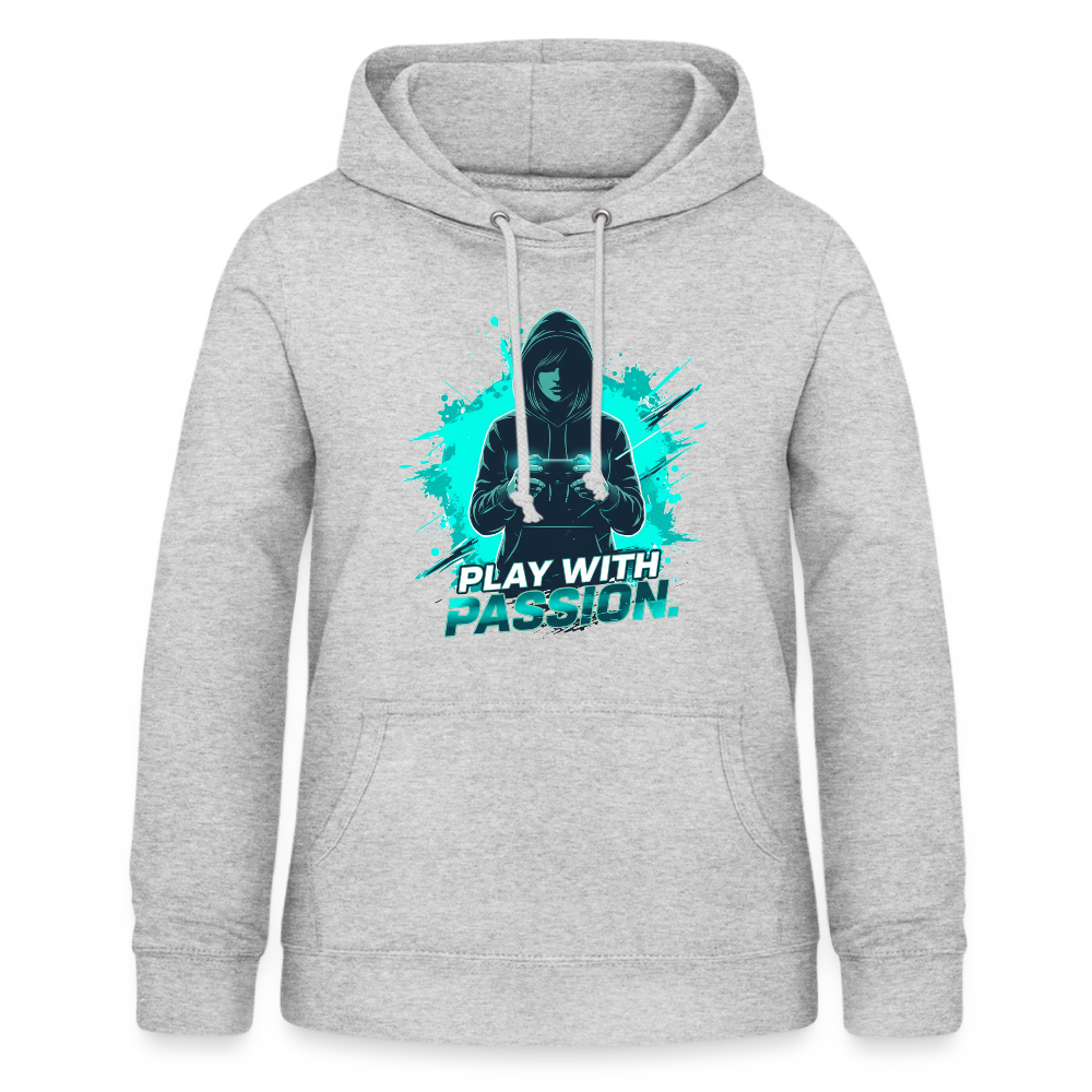Frauen Gamer Hoodie mit Spruch – Kapuzenpullover für Gaming-Fans - Hellgrau meliert