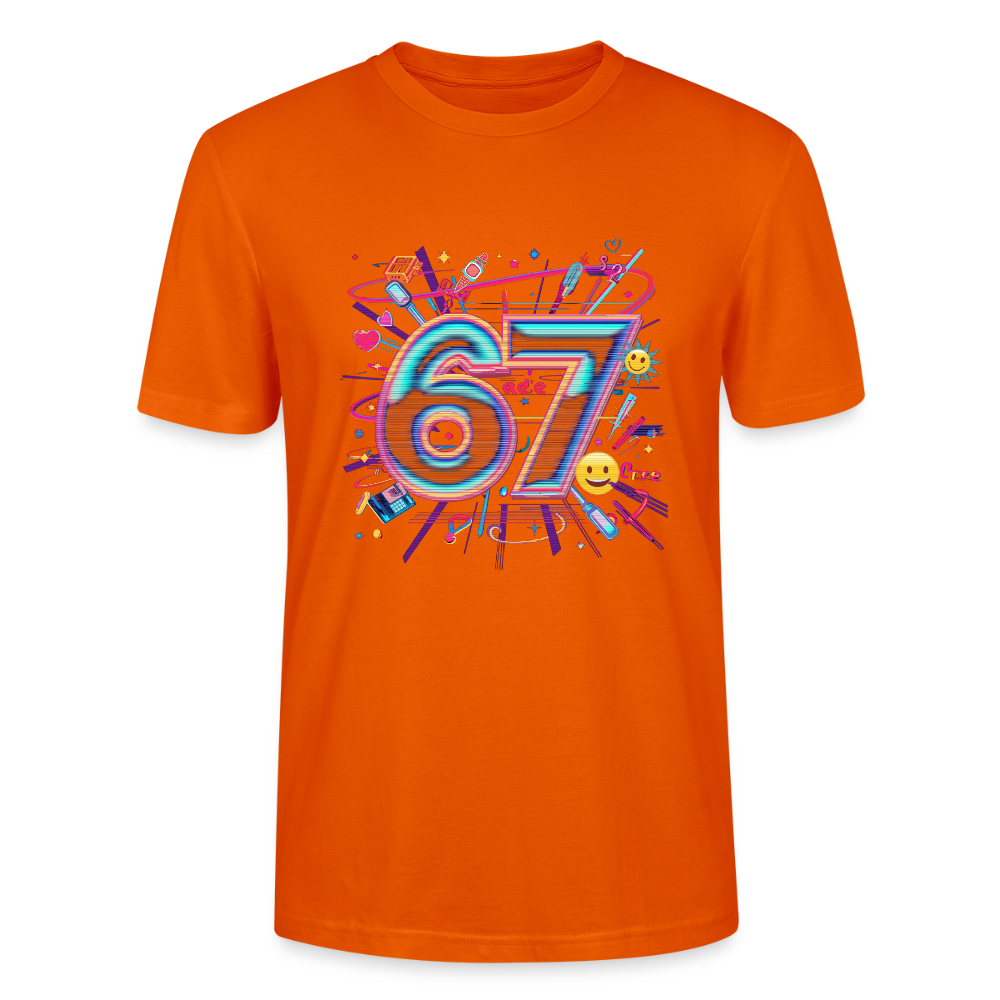 Pop Art Doodle T-Shirt | Neon Graffiti Zahl 67 | Kawaii Street Style Unisex Shirt | Stanley/Stella - Tieforange