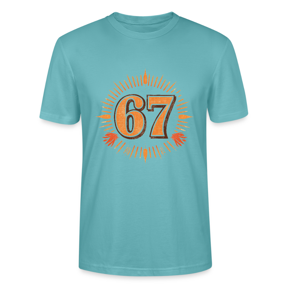 Retro T-Shirt | Zahl 67 Sunburst Design | Vintage Sport Style | College Look | Stanley/Stella Crafter Unisex - Pastelltürkis