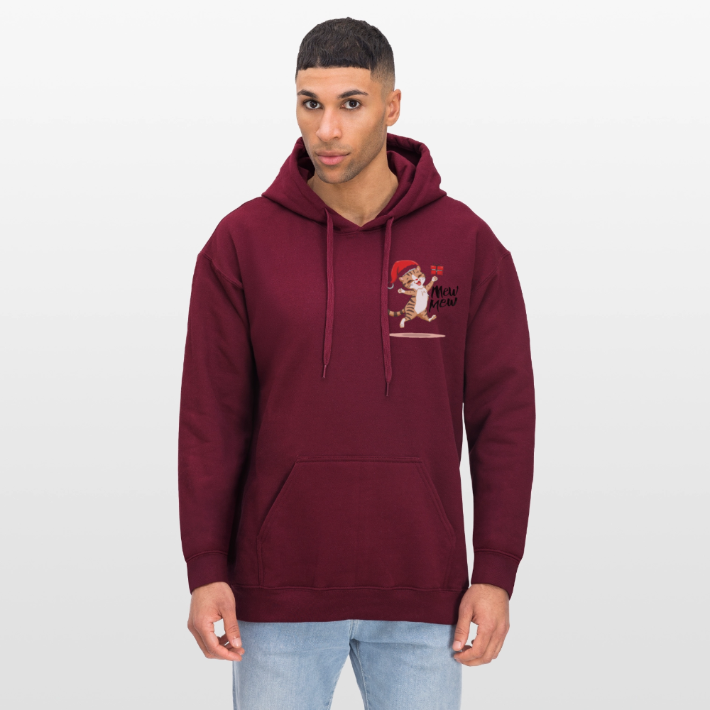 Weihnachtskatzen Hoodie "Mew Mew" | Lustiger Katzen Pullover | Modernes Weihnachtsgeschenk für Katzenfans | Unisex Kapuzenpullover - Maroon