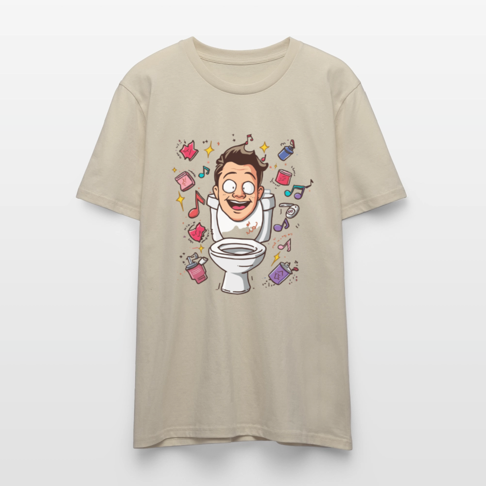 Kult-Cartoon T-Shirt "Toilette Rave" | Verrücktes Party-Design | Lustiges WC-Motiv | Chaos & Musik | Stanley/Stella - Beige