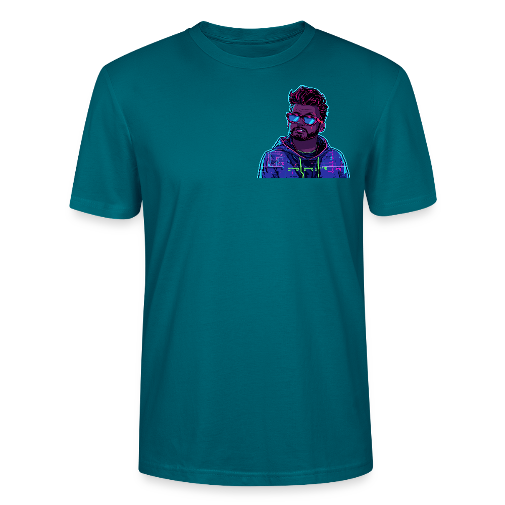 Cyberpunk T-Shirt | Glitch Art Avatar Portrait | Neon Style | Retro-Futurismus | Stanley/Stella Crafter Unisex - Ozeanblau