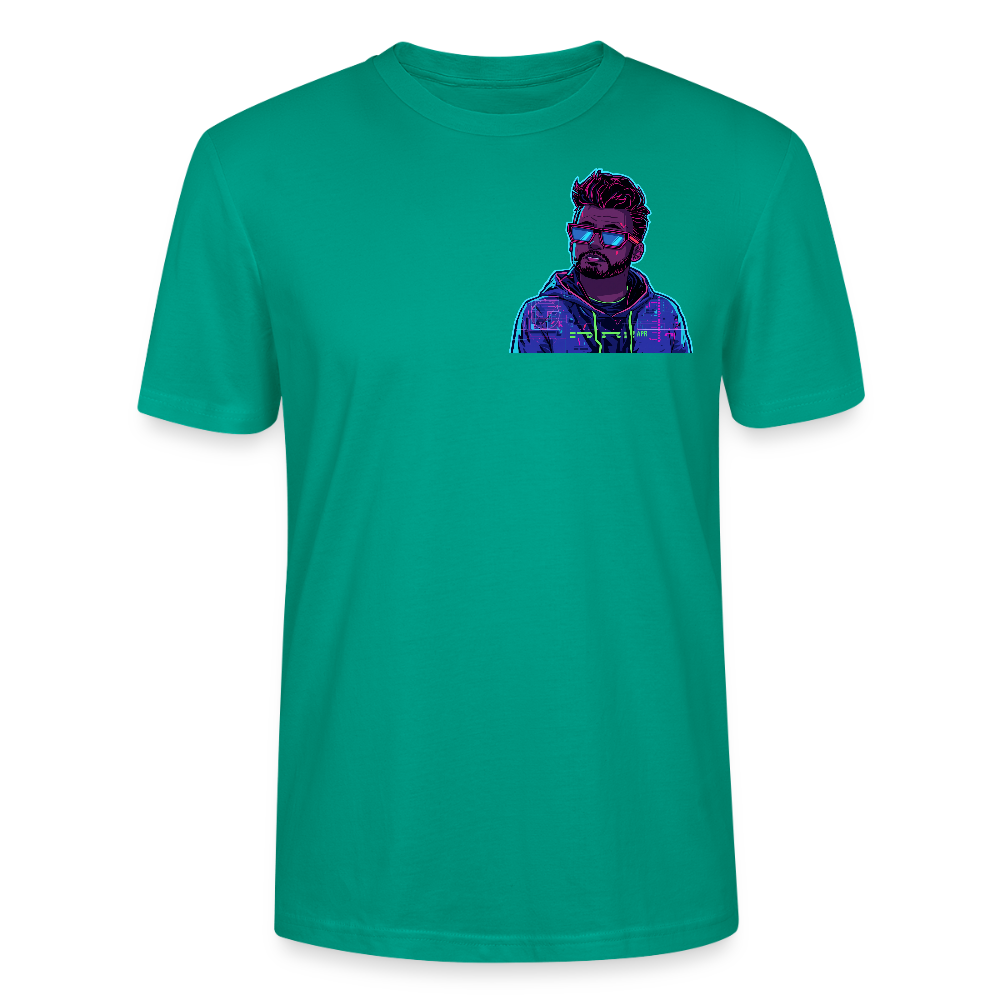 Cyberpunk T-Shirt | Glitch Art Avatar Portrait | Neon Style | Retro-Futurismus | Stanley/Stella Crafter Unisex - Blaugrün