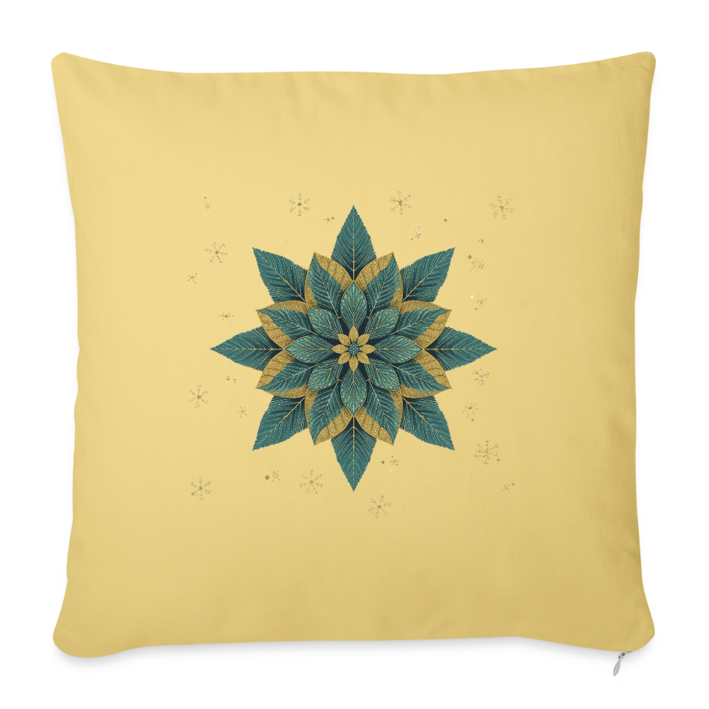 Personalisiertes Weihnachtskissen – Sofakissenbezug 44x44 cm mit festlichem Blumenstern – Holiday Decorations – Geschenkidee – Kissenbezug personalisierbar - Hellgelb