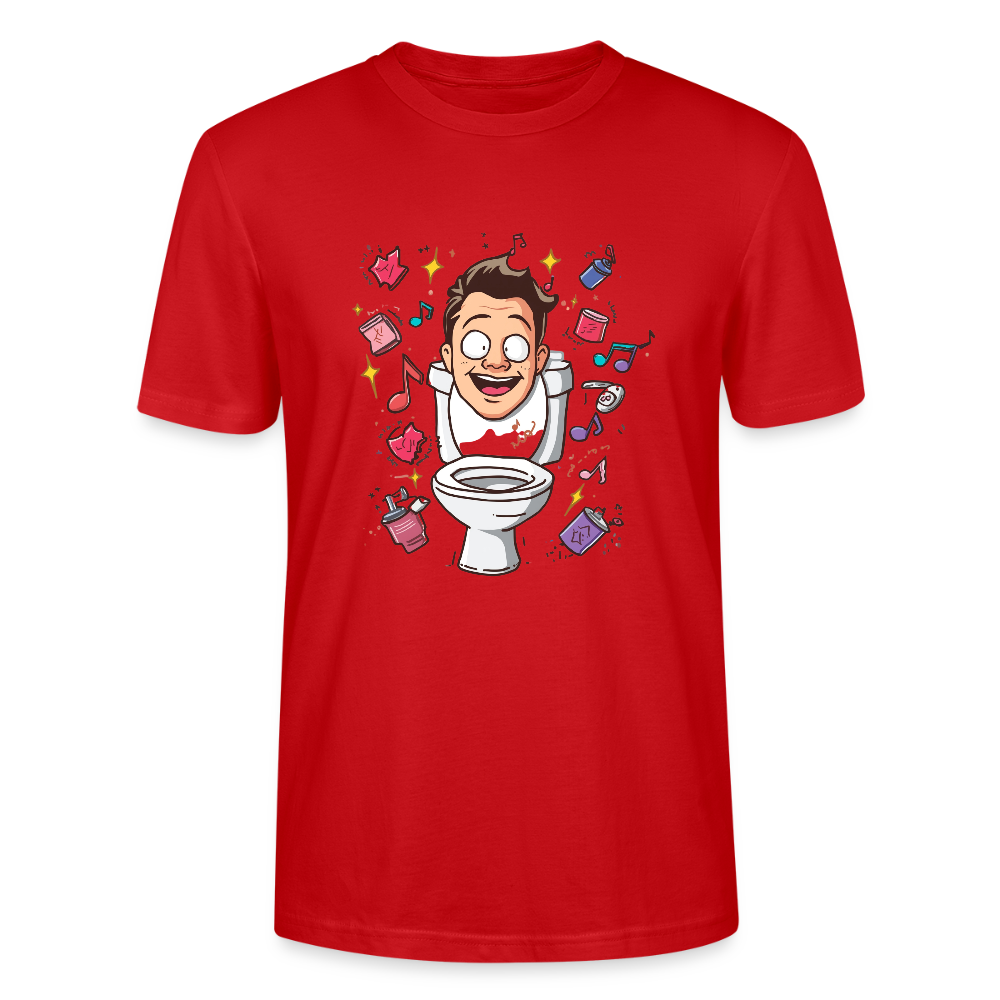 Kult-Cartoon T-Shirt "Toilette Rave" | Verrücktes Party-Design | Lustiges WC-Motiv | Chaos & Musik | Stanley/Stella - Rot