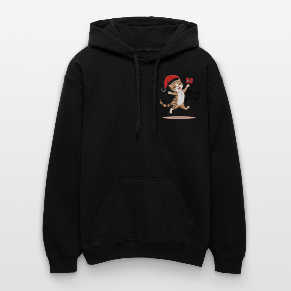 Weihnachtskatzen Hoodie "Mew Mew" | Lustiger Katzen Pullover | Modernes Weihnachtsgeschenk für Katzenfans | Unisex Kapuzenpullover - Schwarz