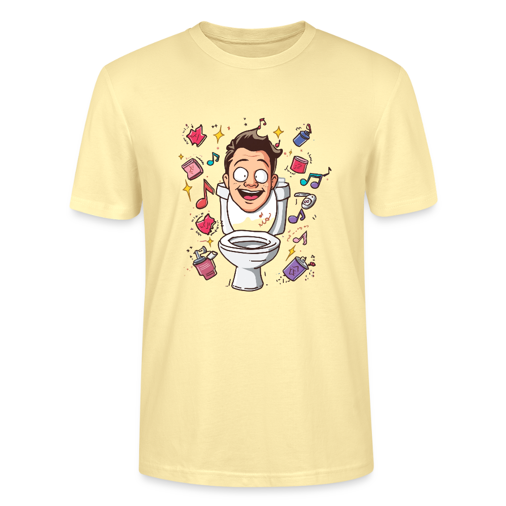 Kult-Cartoon T-Shirt "Toilette Rave" | Verrücktes Party-Design | Lustiges WC-Motiv | Chaos & Musik | Stanley/Stella - Creme